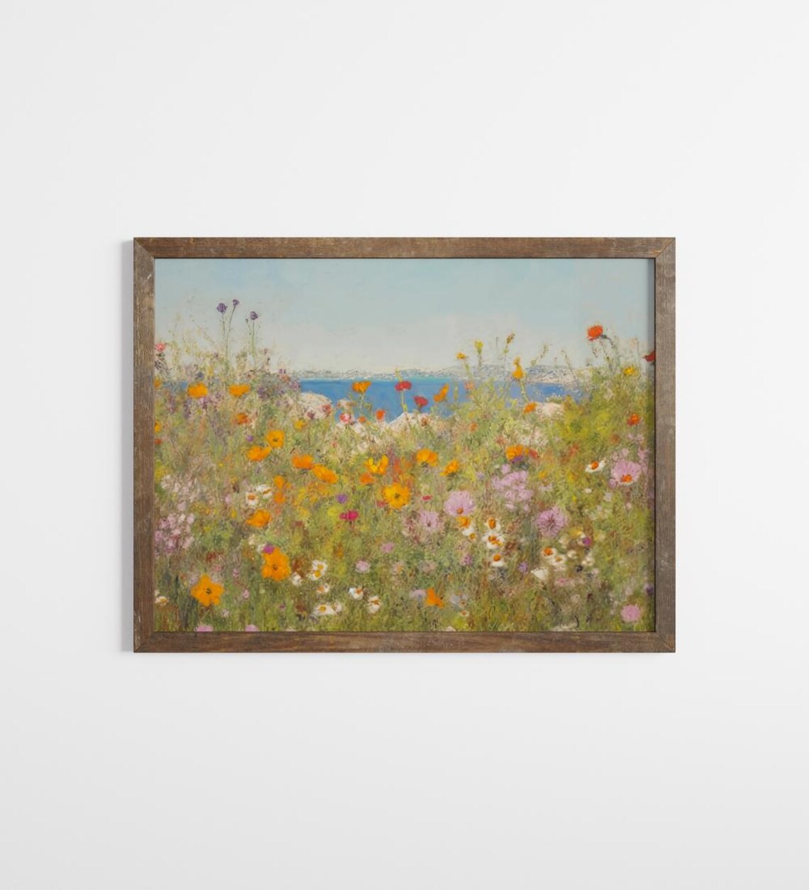 Wildflower Meadow by the Sea Impressionist Floral Landscape Poster - Image 2