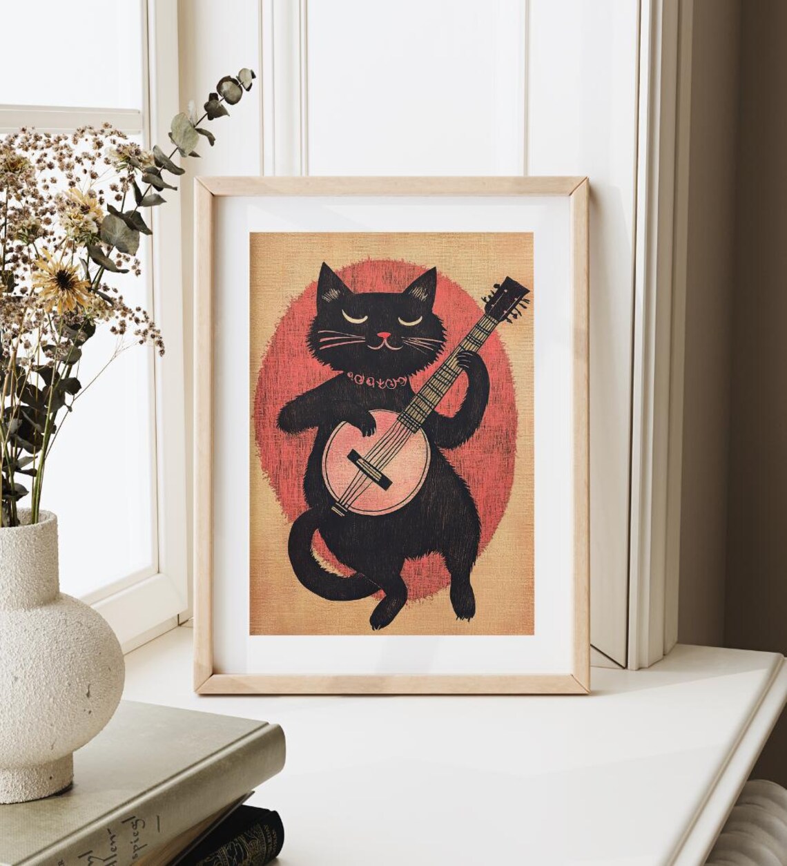 Vintage Black Cat Banjo, Boston Shortstory Poster - Image 3