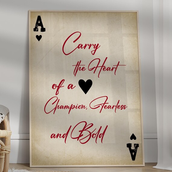 Trendy Ace Of Hearts Poster Retro Playing Card Wall Art Bar Cart Decor Preppy Print You Are My Lucky