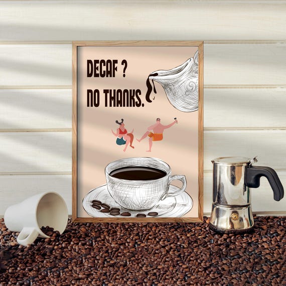 Coffee Poster Morning Diver Print Decaf Motivational Wall Art Kitchen Decor Perfect Lover Gift