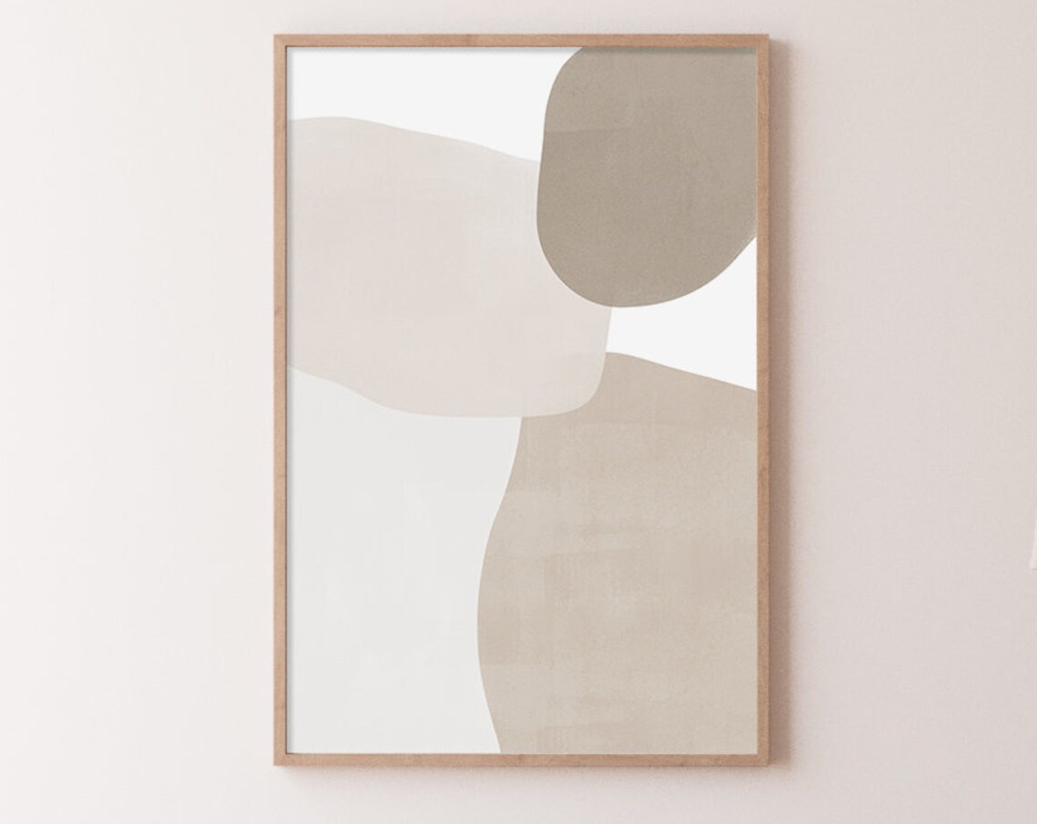 Neutral Beige Abstract Art Print, Boho Decor