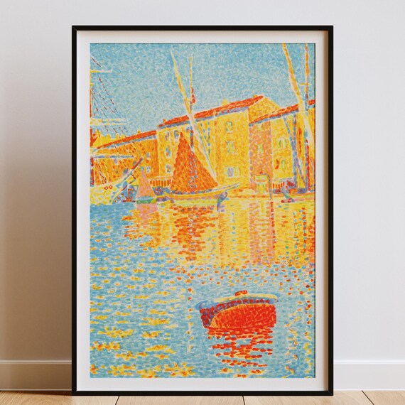 Paul Signac Pointillist Harbor With Sailboats Neo Impressionist Poster