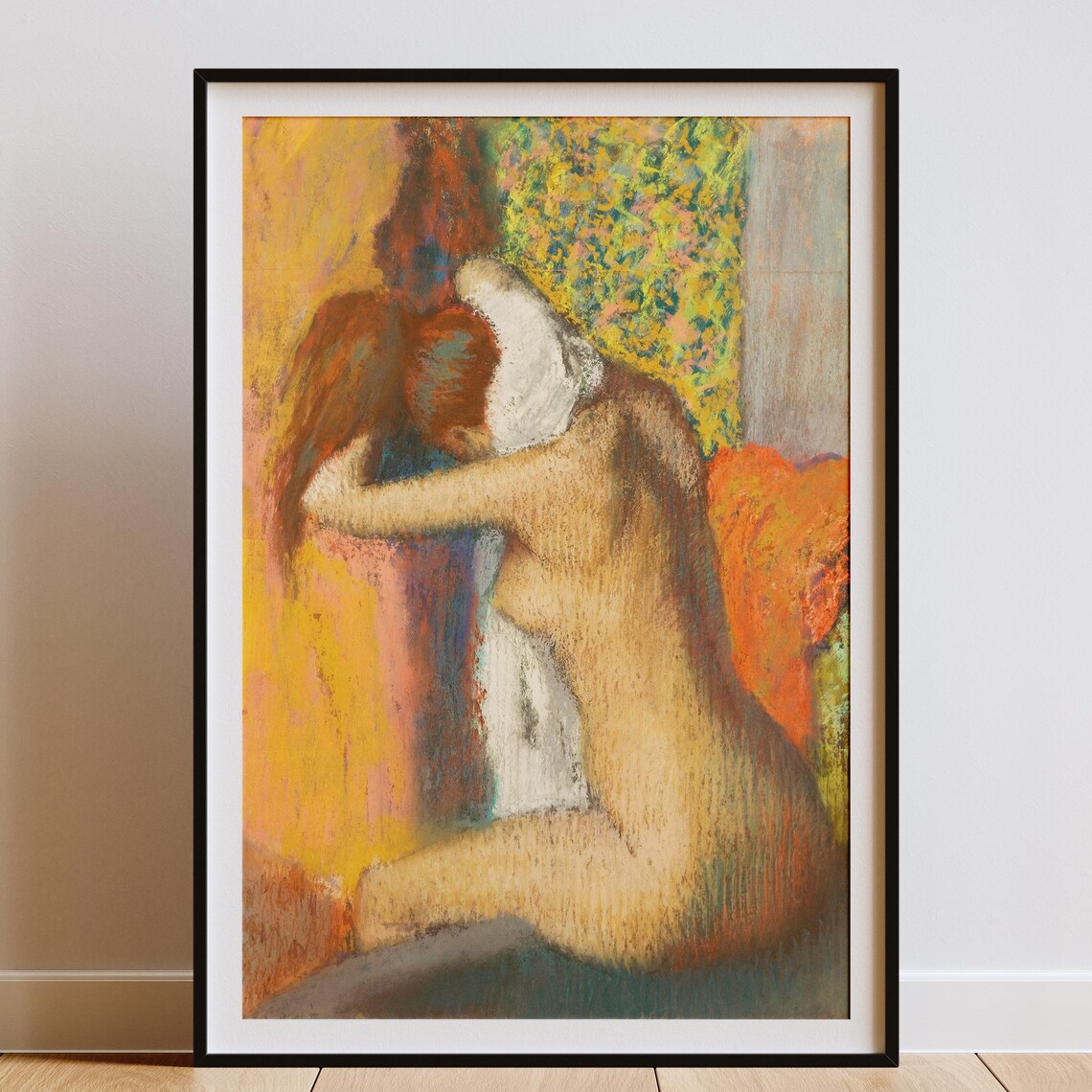 Edgar Degas After the Bath Woman Drying Hair Pastel Art Poster