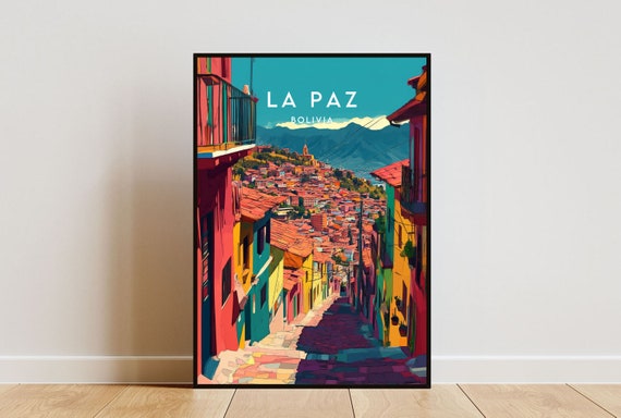 La Paz Travel Print Bolivia La Paz Poster Bolivia Poster Travel Wall Art Bolivia Print La Paz South America Bolivian La Paz Print