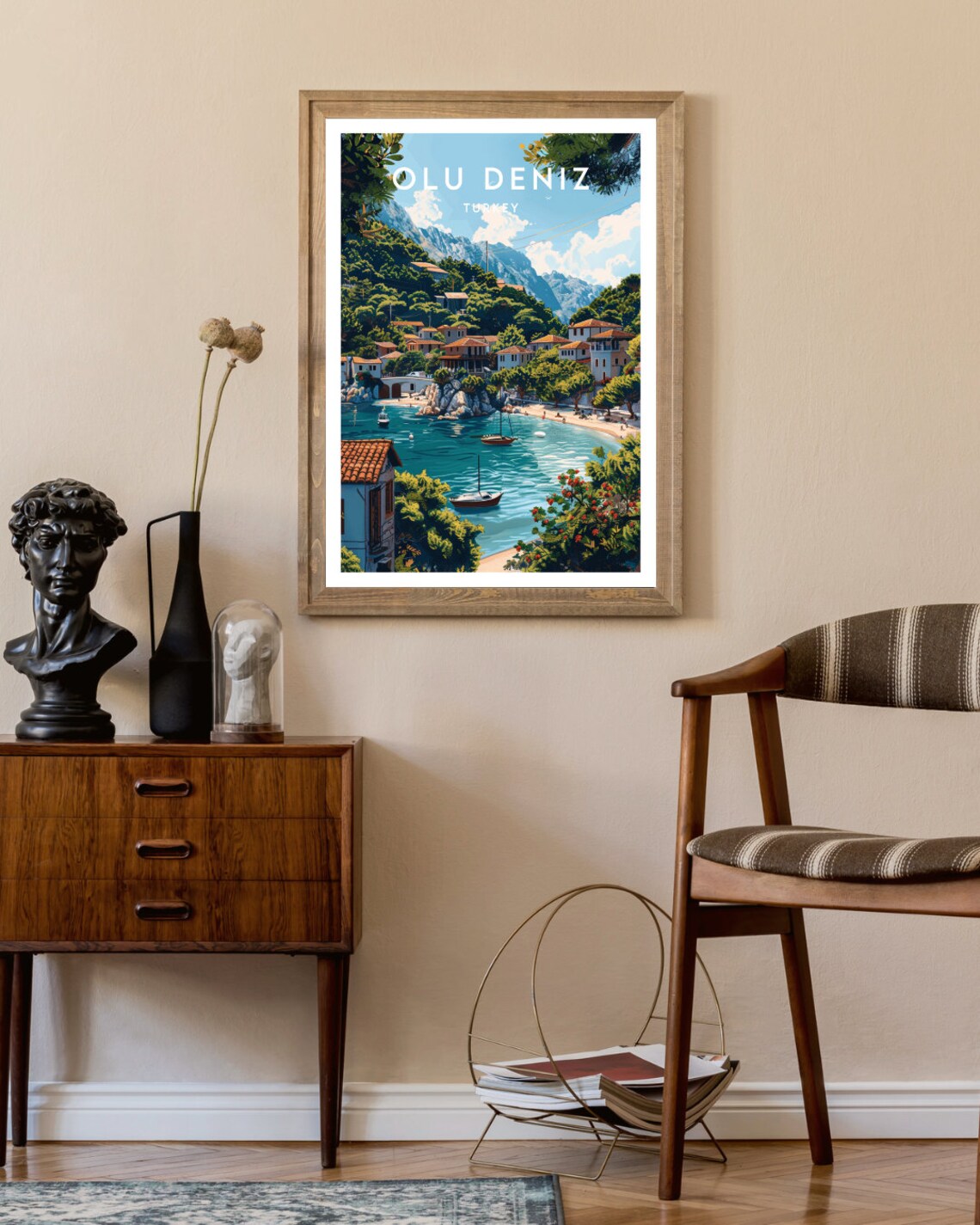 Olu Deniz Turkey Turquoise Blue Bay Beach Village Travel Poster - Image 2