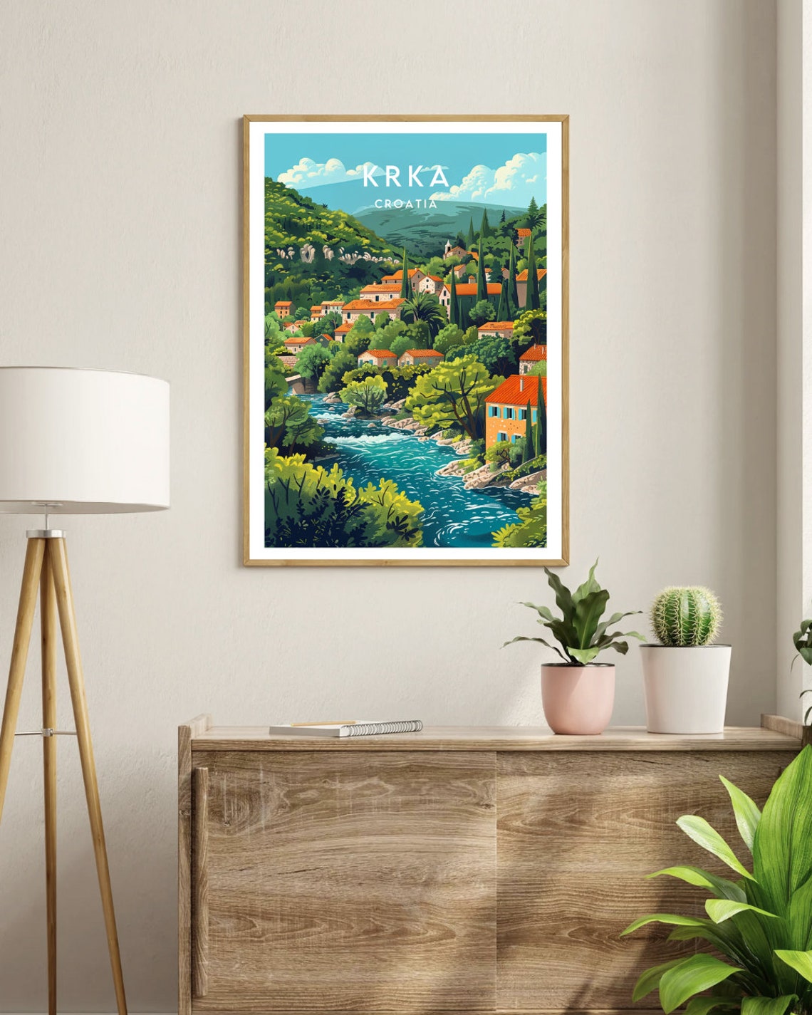 Krka Croatia Emerald River Valley Village Cypress Trees Poster - Image 3