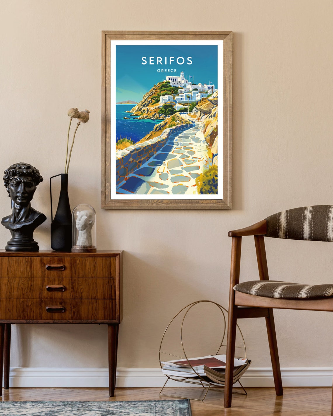 Serifos Greece Whitewashed Hilltop Town Stone Path Travel Poster - Image 2