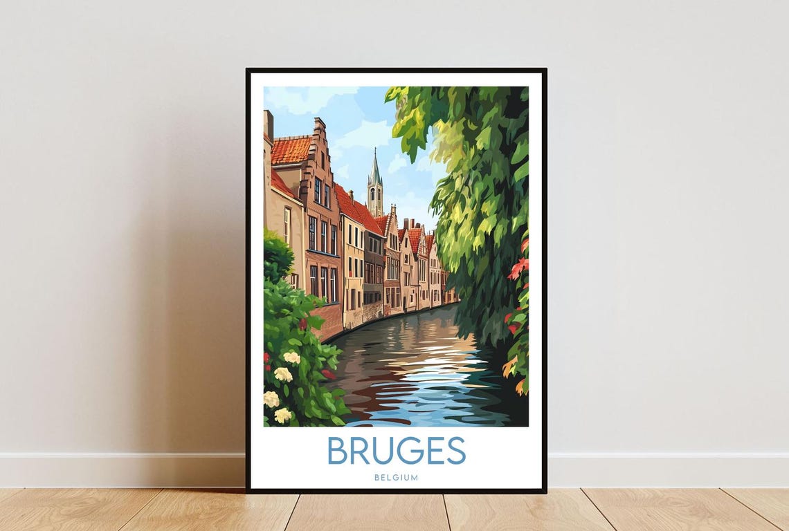 Bruges Travel Print Belgium Bruges Poster Belgium Poster Travel Wall Art Belgium Print Belgium Wall Art Europe Poster Bruges Print