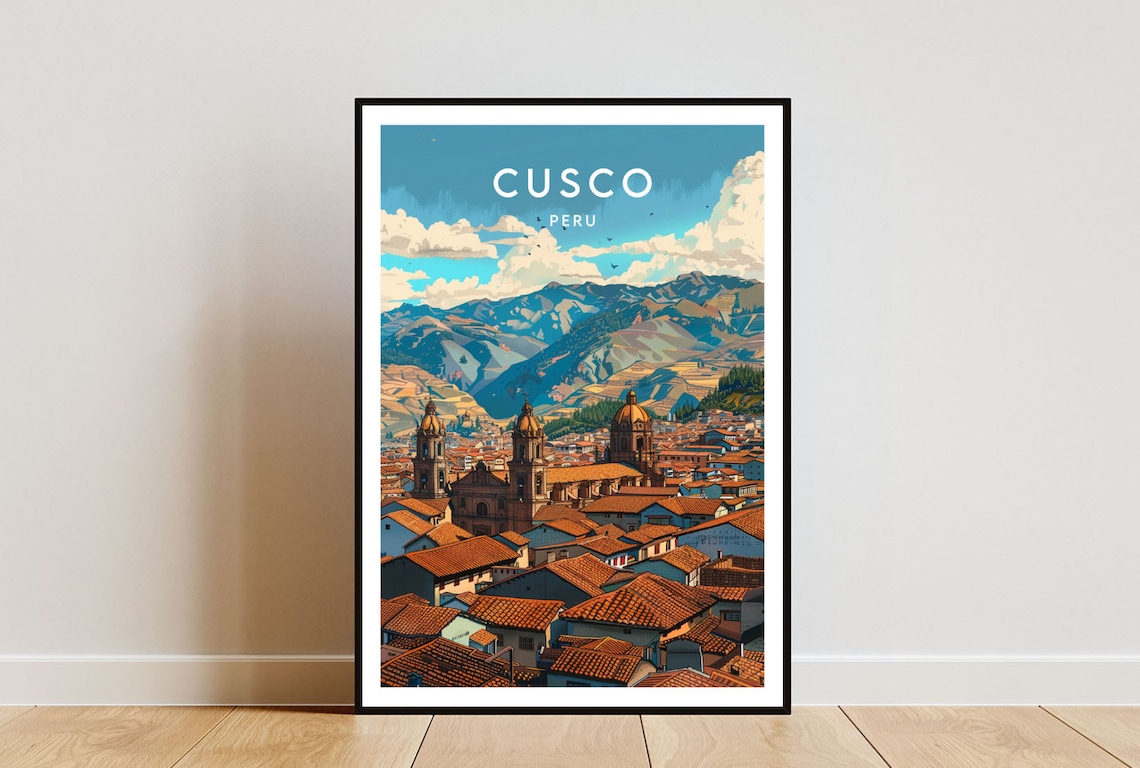 Cusco Travel Poster, Peru South America Art Print