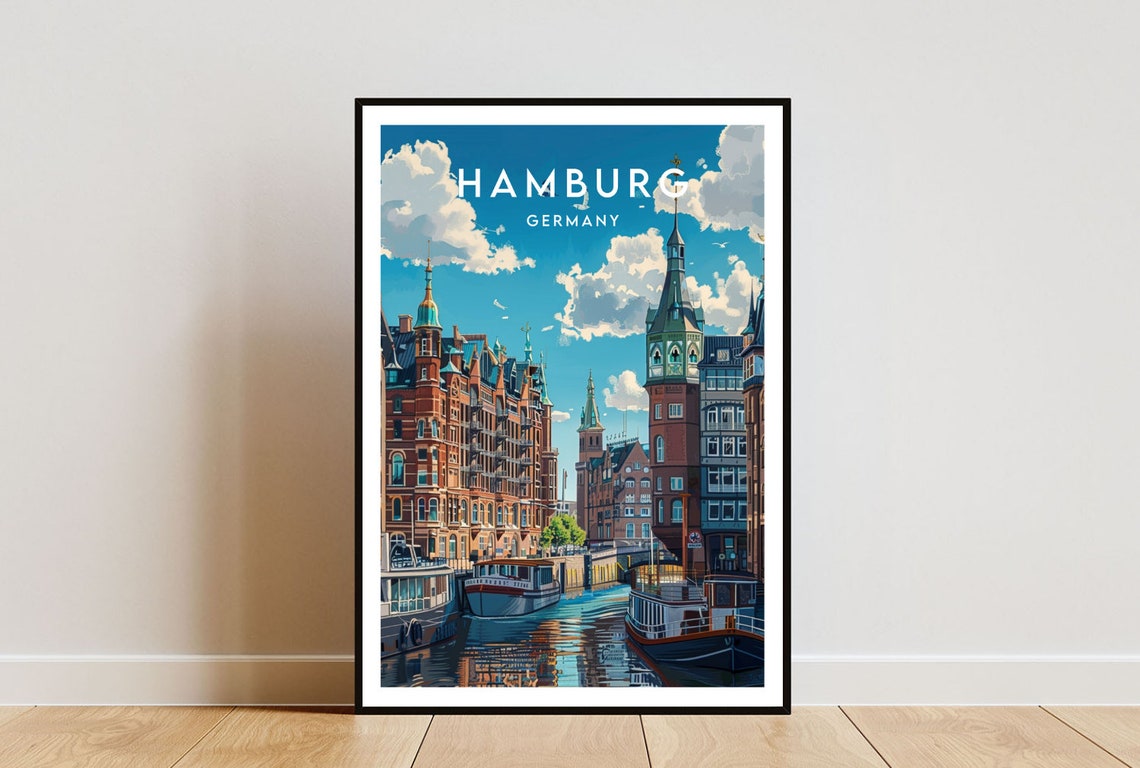 Hamburg Germany Historic Brick Architecture on the Elbe Canal Poster