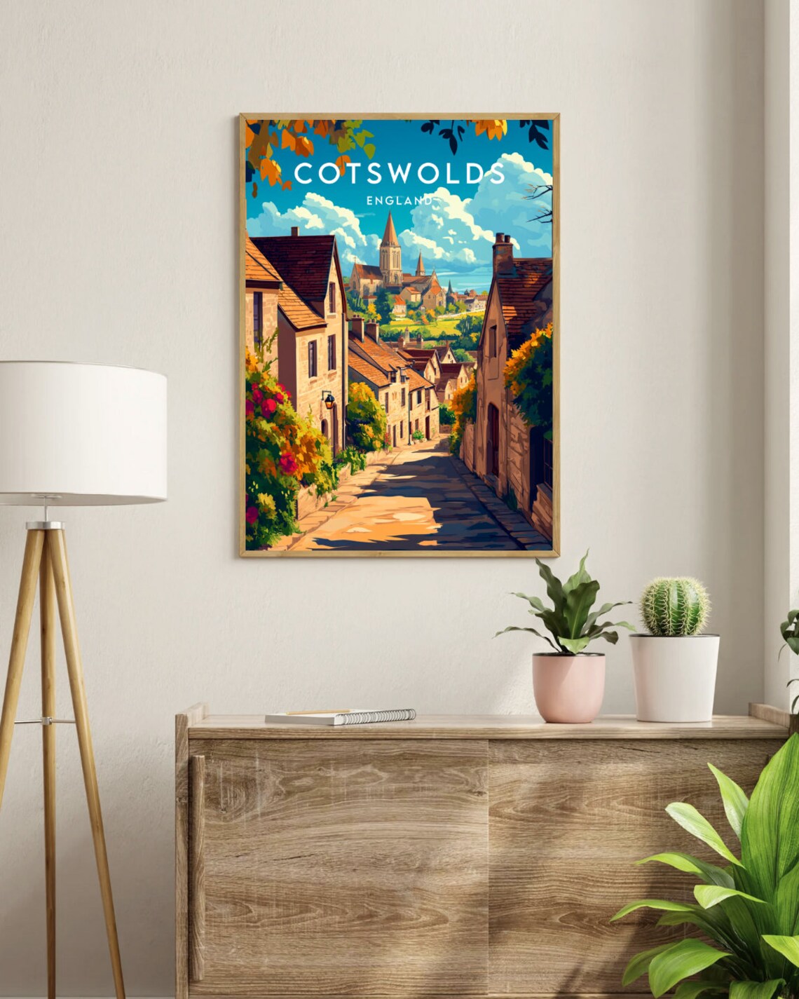 Cotswolds Stone Village Lane Honey Cottage England Travel Poster - Image 3