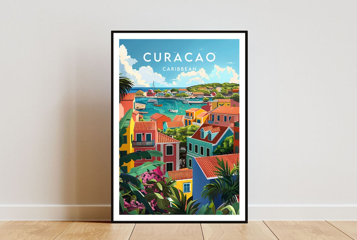 Curacao Travel Poster, Caribbean Place Print