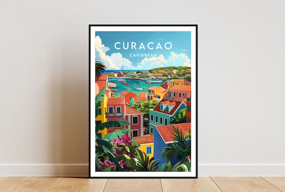 Curacao Travel Poster, Caribbean Place Print