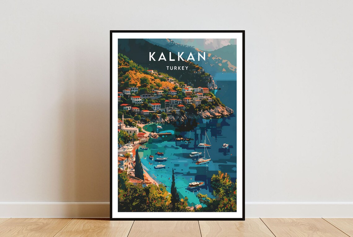 Kalkan Travel Poster, Turkey Travel Wall Art