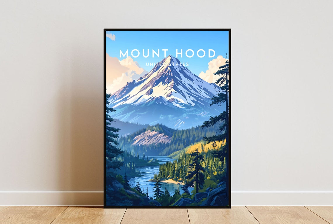 Mount Hood Travel Print United States Mount Hood Poster America Poster Travel Wall Art America Print Mount Hood Usa Oregon Poster