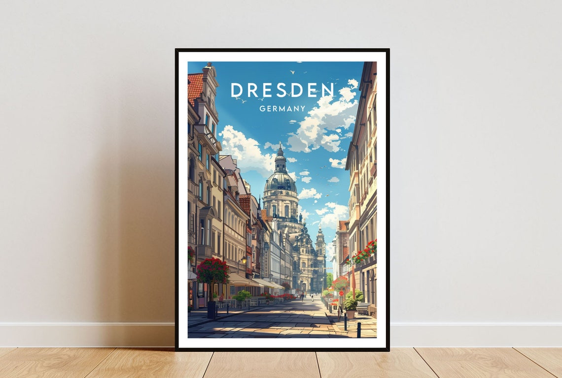 Dresden Germany Frauenkirche Dome Old Town Street Scene Poster