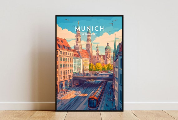 Munich Travel Poster, Germany Europe Wall Art