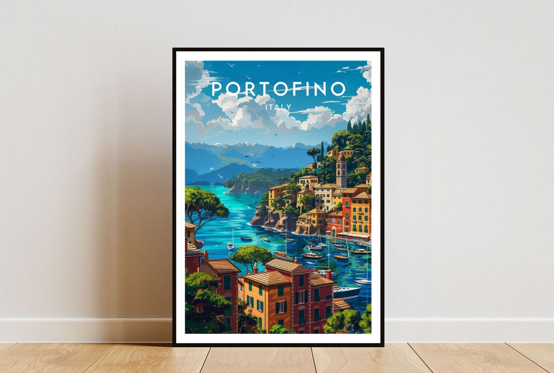Portofino Travel Print Italy Portofino Poster Italy Poster Travel Wall Art Italy Print Poster Italy Europe Portofino Italy Mural