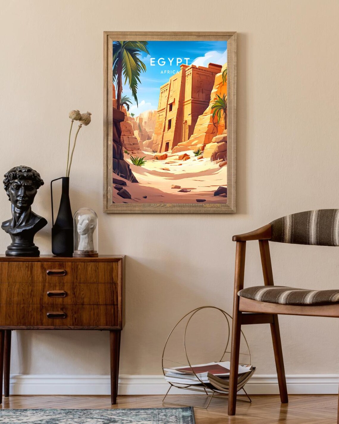 Egypt Africa Ancient Stone Temple Ruins Desert Canyon Travel Poster - Image 2