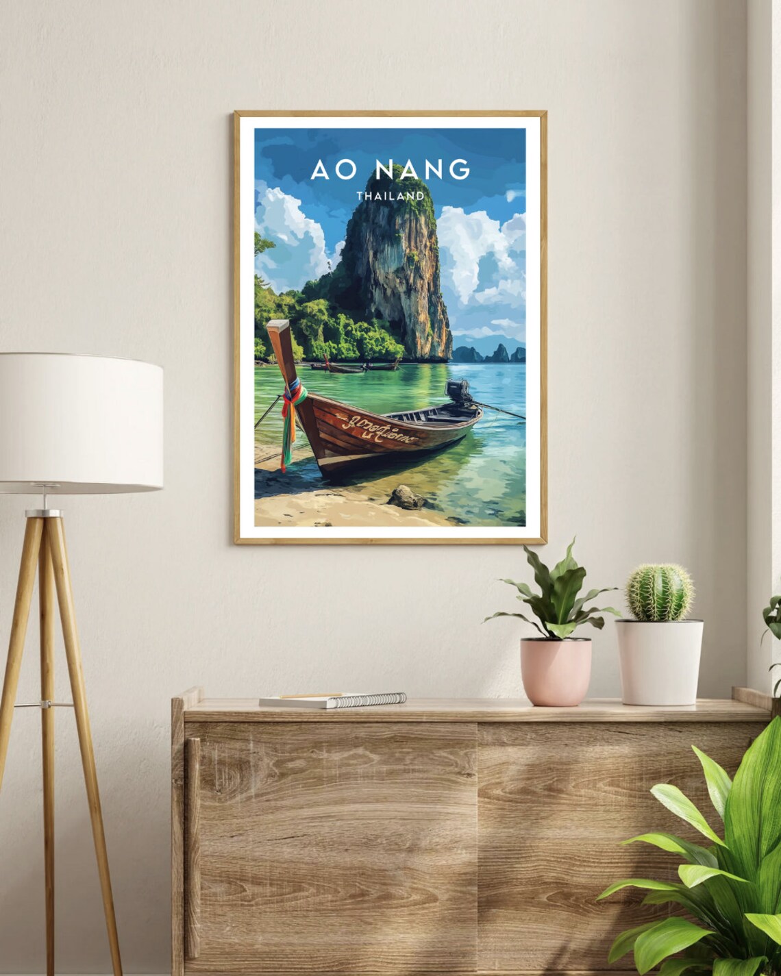 Ao Nang Thailand Longtail Boat Karst Cliff Tropical Beach Poster - Image 3