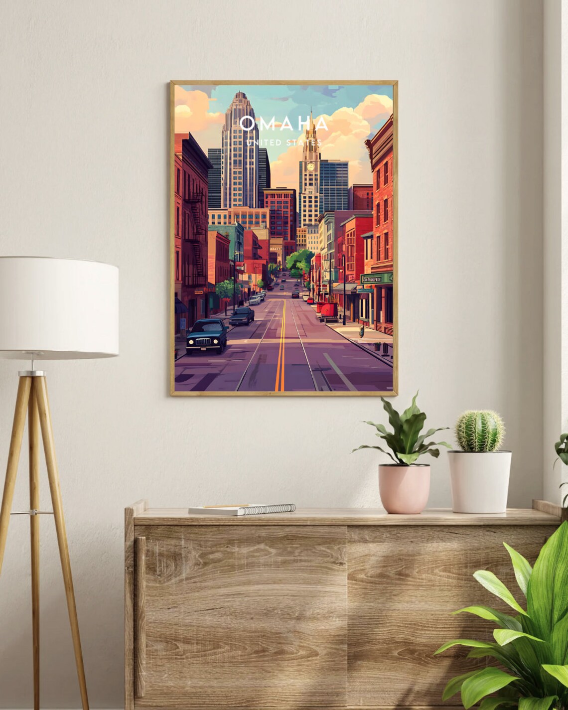 Omaha Nebraska USA Historic Downtown Street Vintage Travel Poster - Image 3