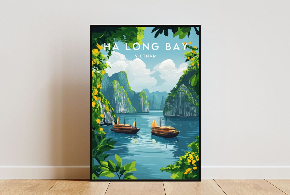 Ha Long Bay Travel Print Vietnam Ha Long Poster Vietnam Poster Travel Wall Art Vietnam Print Ha Long Wall Art Wall Decor Ha Long