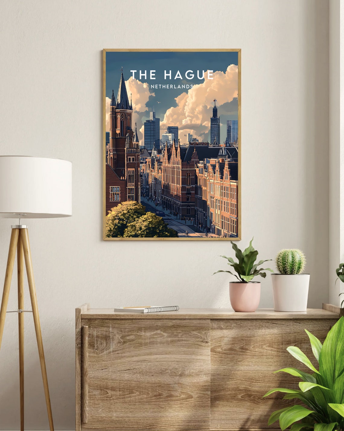 The Hague Netherlands Historic City Center Skyline Travel Poster - Image 3
