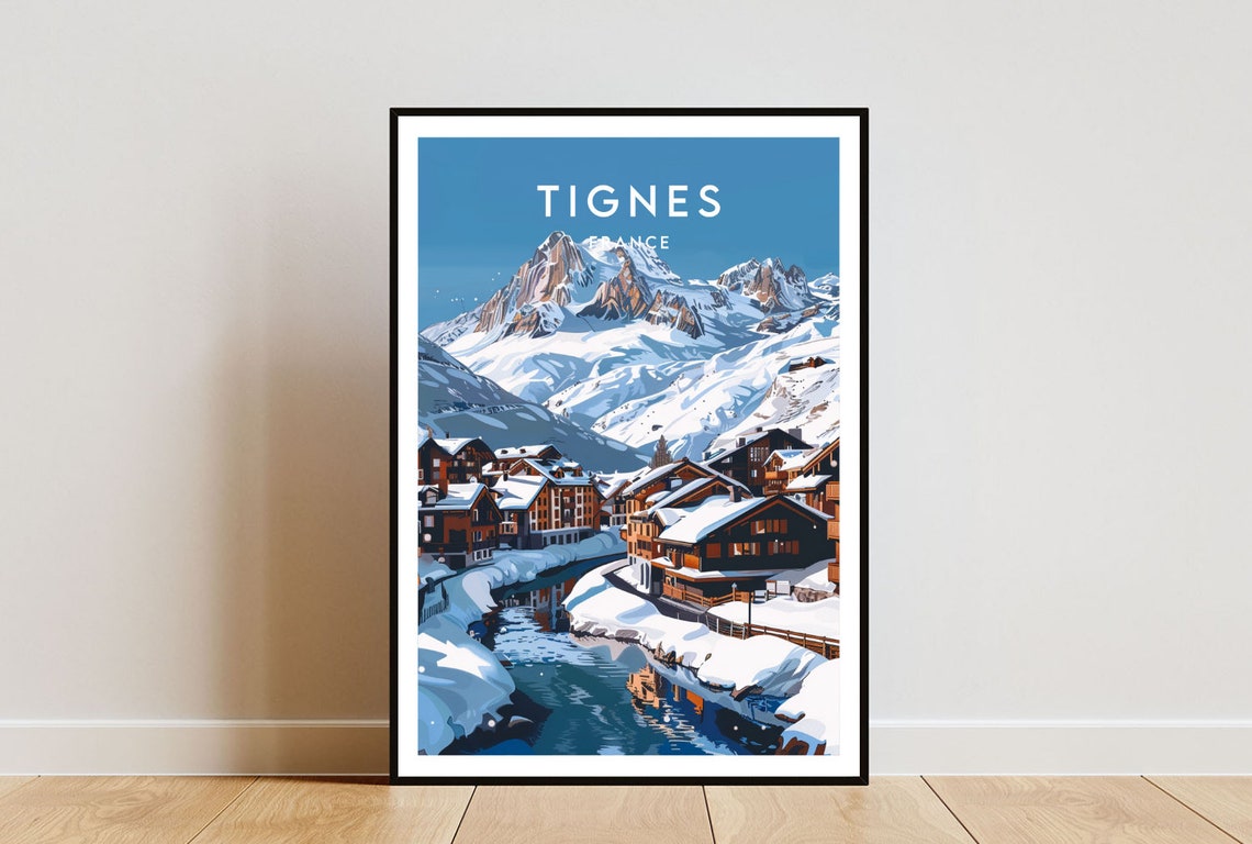 Tignes Travel Print France Tignes Poster France Poster Travel Wall Art France Print Poster France Europe Tignes Skiing Wall Art