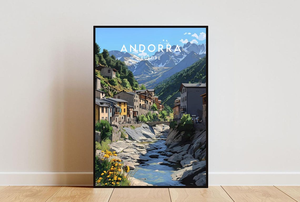 Andorra Travel Print Europe Europe Poster Andorra Poster Travel Wall Art Andorra Print Andorra Wall Art Europe Art Andorra La Vella