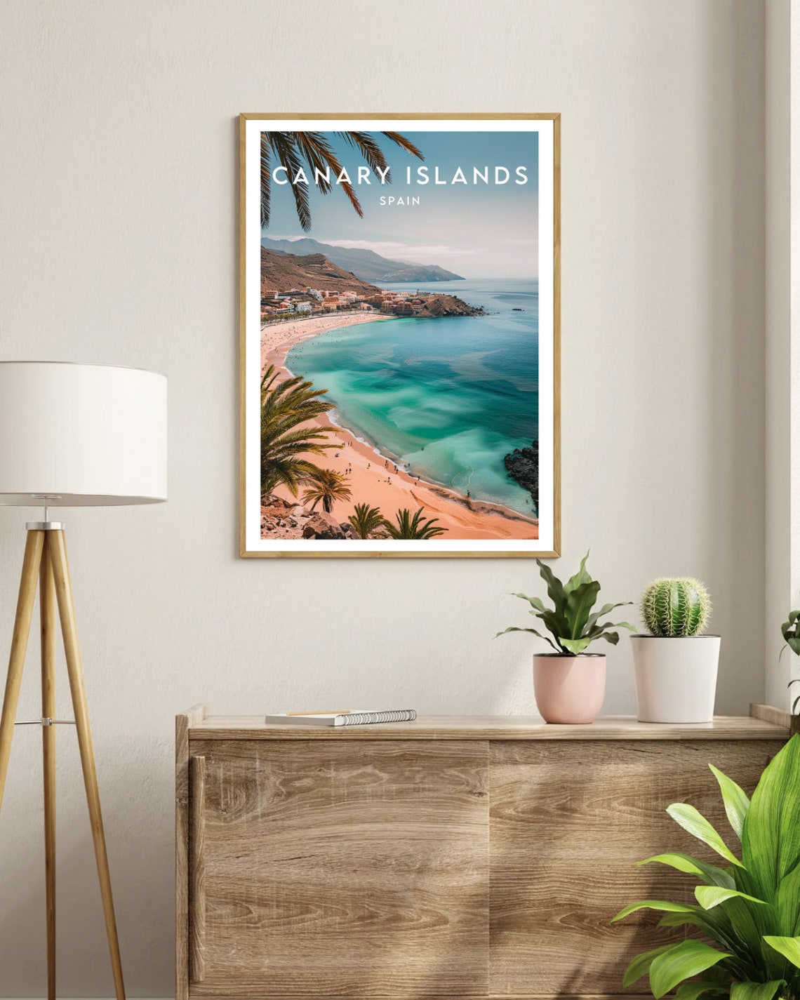 Canary Islands Spain Beach Palms Turquoise Sea Travel Poster - Image 3