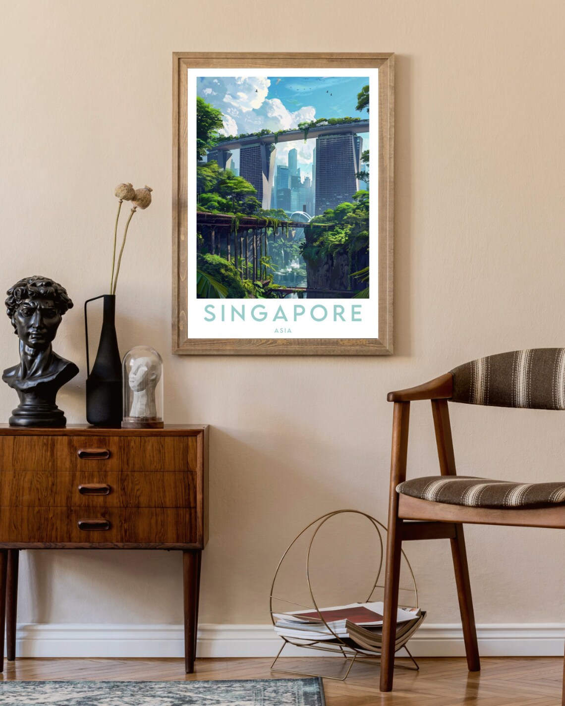 Singapore Marina Bay Sands Evening Skyline City Lights Travel Poster - Image 2