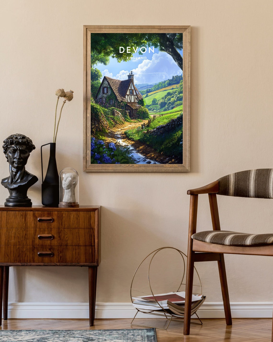 Devon England Thatched Cottage Countryside Hills Country Poster - Image 2