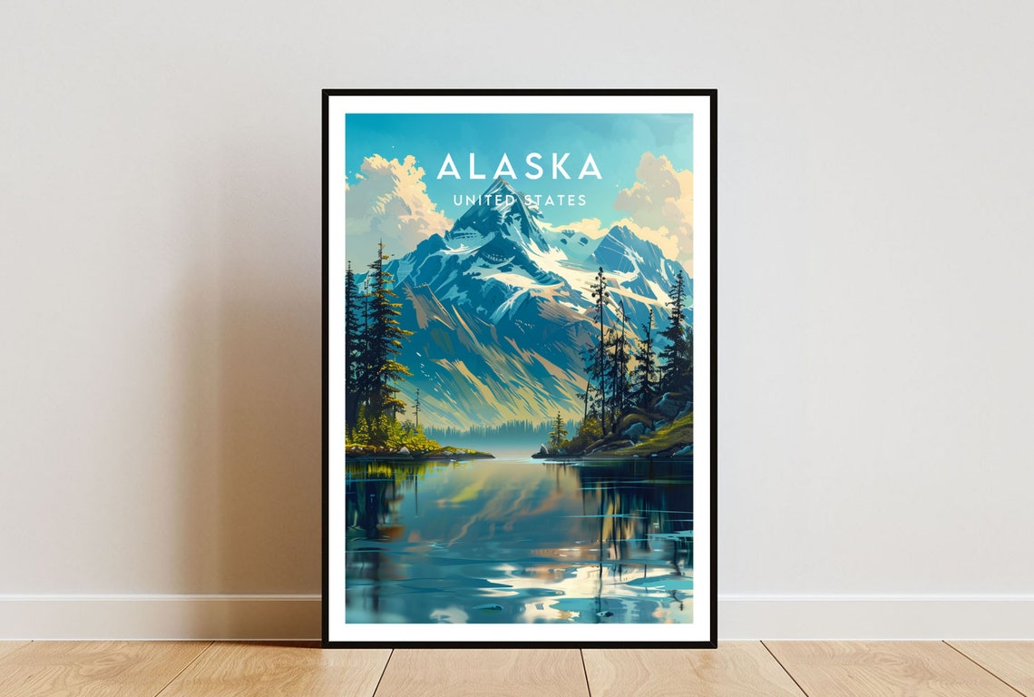 Alaska Travel Print United States Alaska Poster America Poster Travel Wall Art America Print America Alaska Usa United States