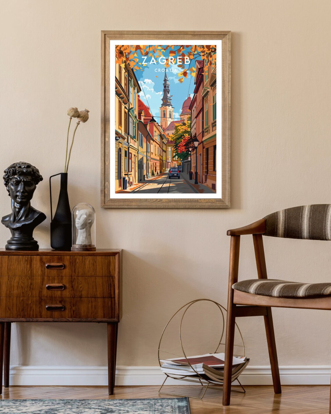 Zagreb Croatia Autumn Street Church Spire City Travel Poster - Image 2