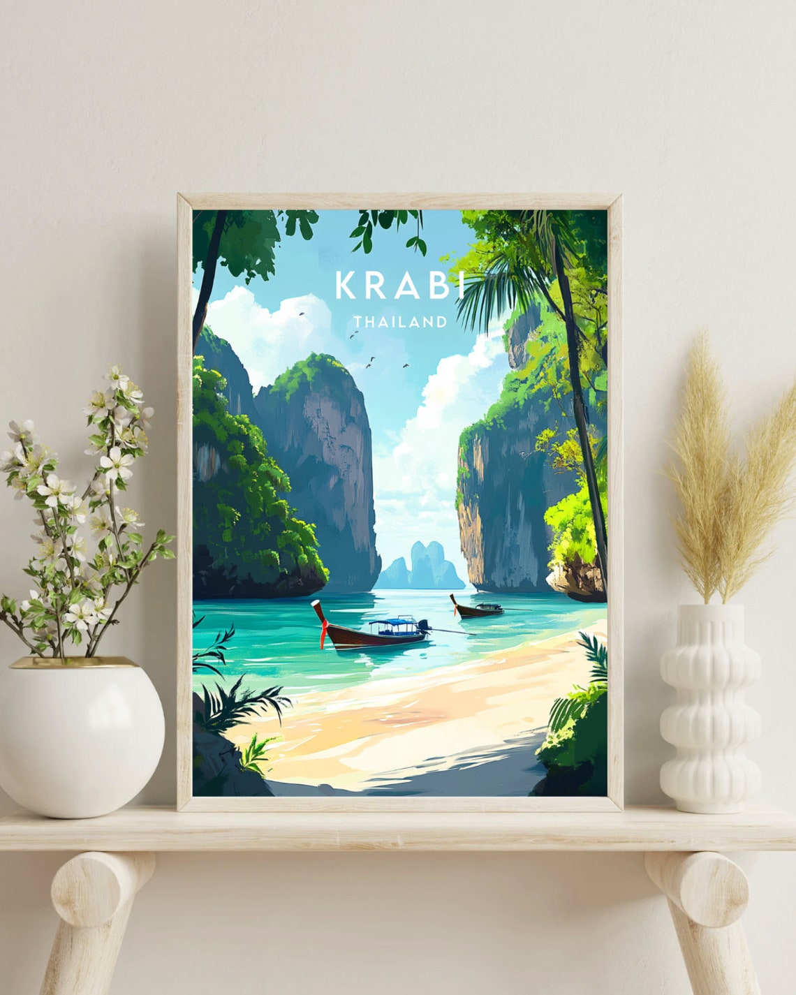 Krabi Travel Print Thailand Krabi Poster Thailand Poster Travel Wall Art Thailand Print Thai Poster Beach Poster Ao Nang Krabi - Image 4