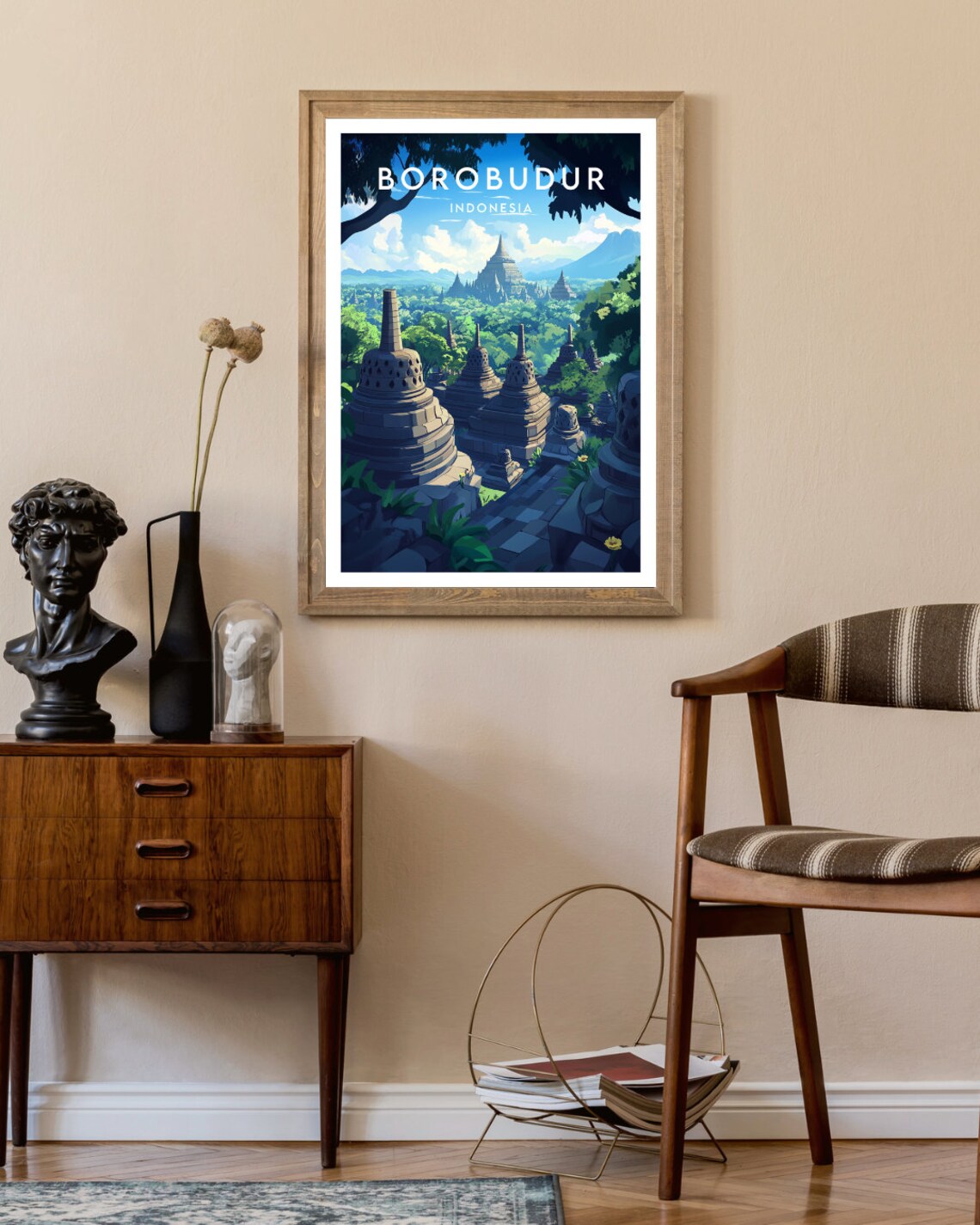 Borobudur Travel Poster, Indonesia Temple View - Image 2