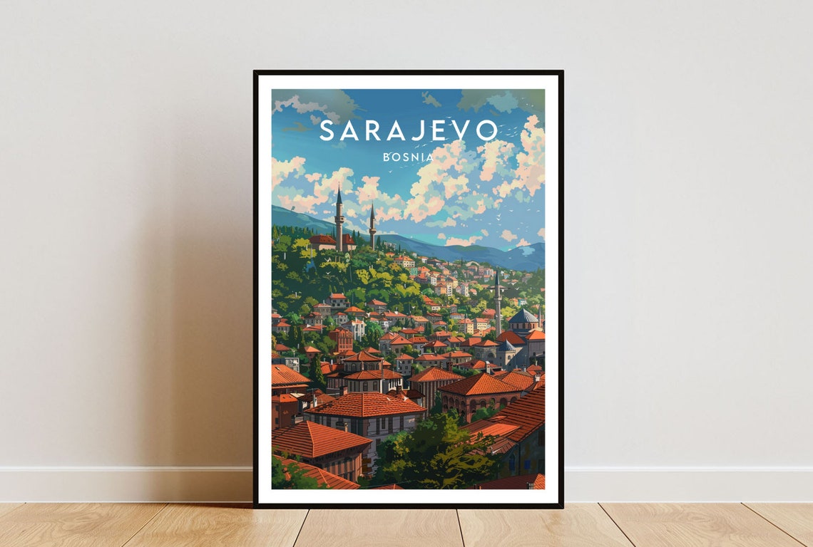 Sarajevo Travel Print Bosnia Sarajevo Poster Bosnia Poster Travel Wall Art Bosnia Print Bosnia And Herzegovina Sarajevo Wall Art