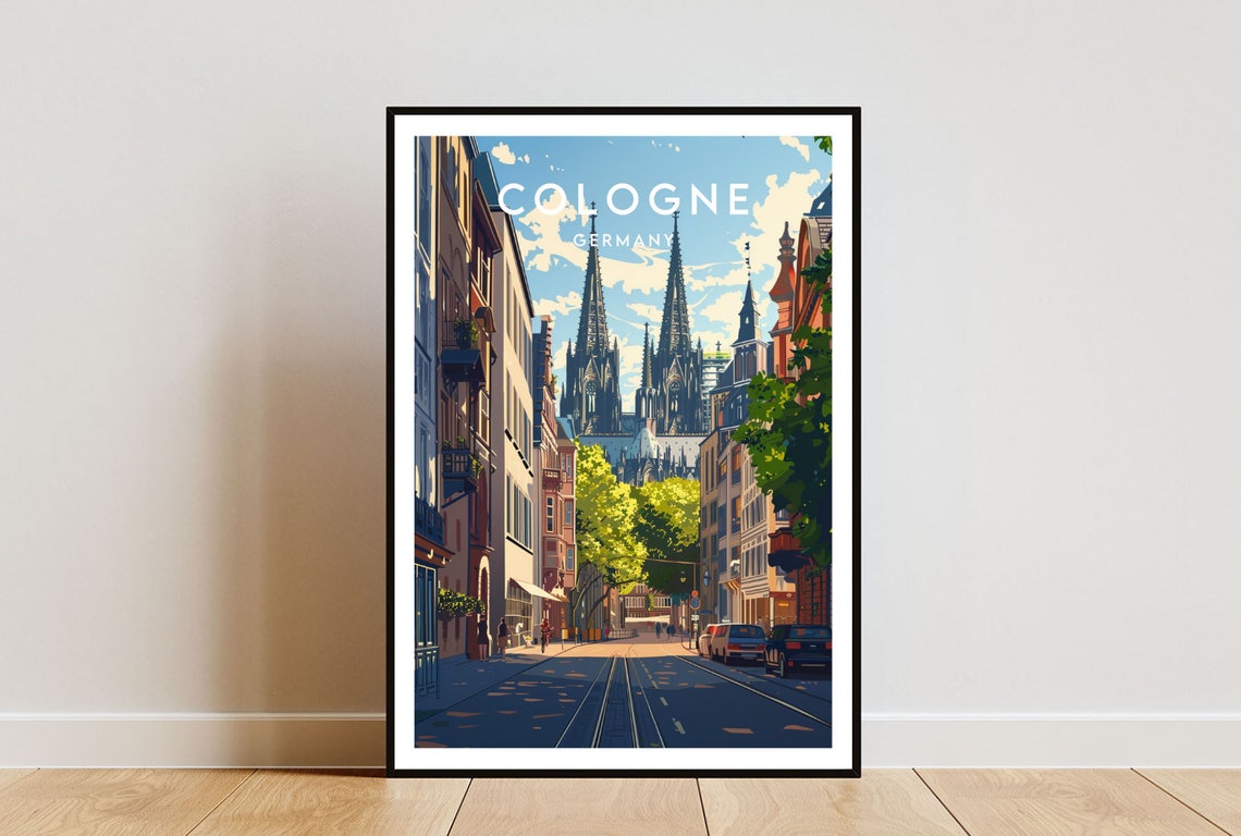 Cologne Germany Street View Cologne Cathedral Spires City Poster