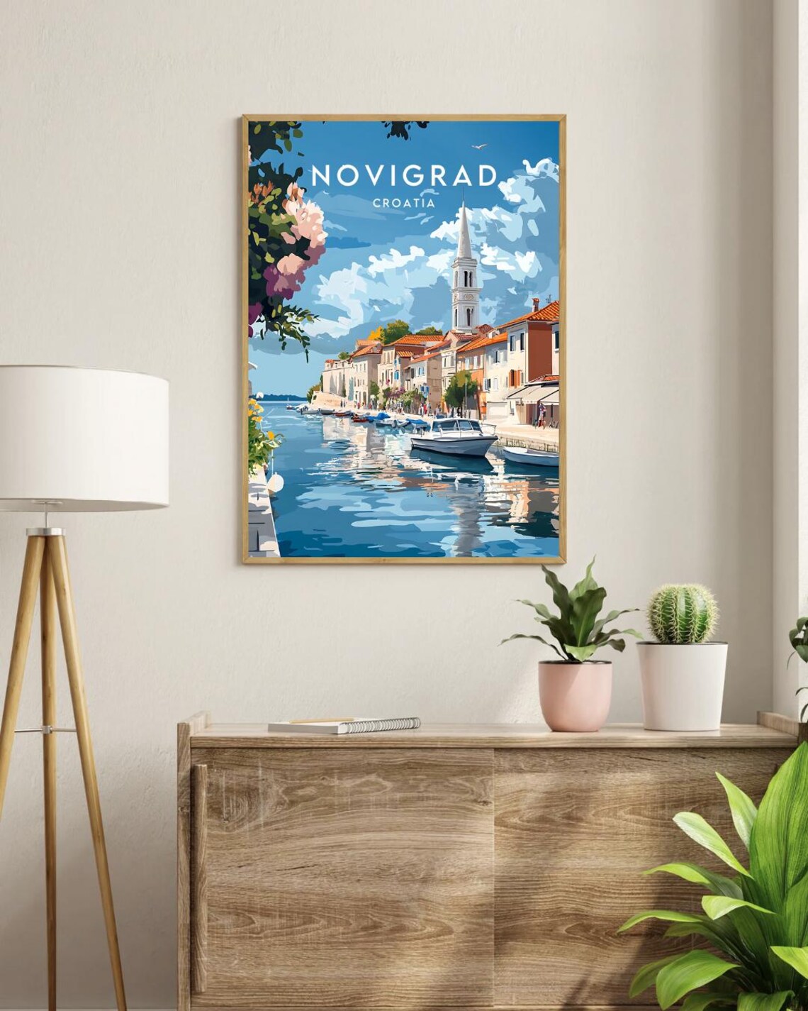 Novigrad Croatia Harbor Boats Church Spire Seaside Travel Poster - Image 3