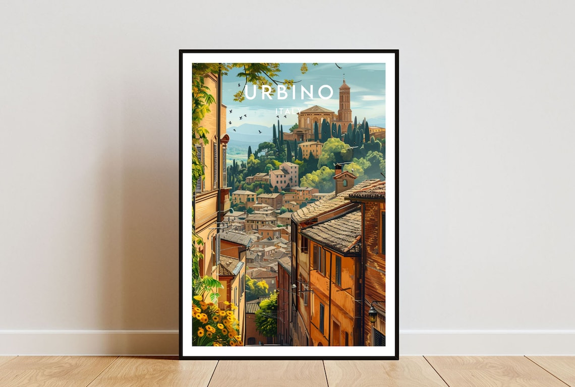 Urbino Italy Renaissance Hillside Town Cypress Towers Valley Poster