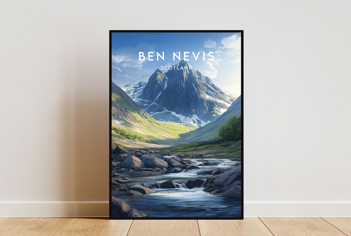 Ben Nevis Travel Print Scotland Ben Nevis Poster Scotland Poster Travel Wall Art Scotland Print Poster Scotland Europe Ben Nevis