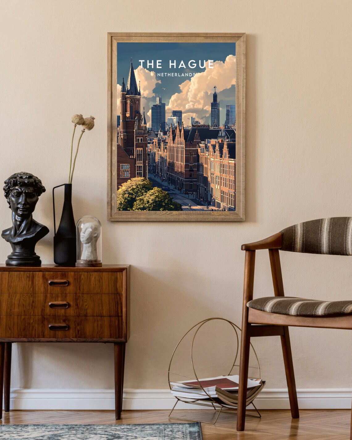The Hague Netherlands Historic City Center Skyline Travel Poster - Image 2