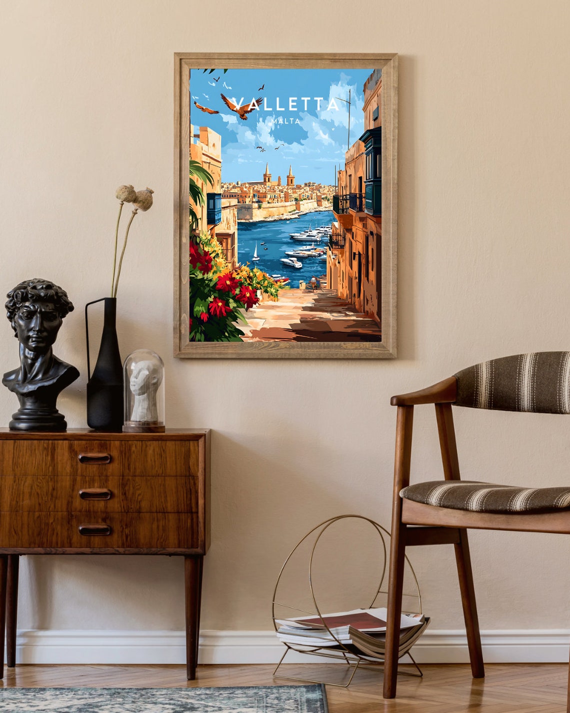 Valletta Malta Harbor Fortress View Vintage Travel Art Poster - Image 2