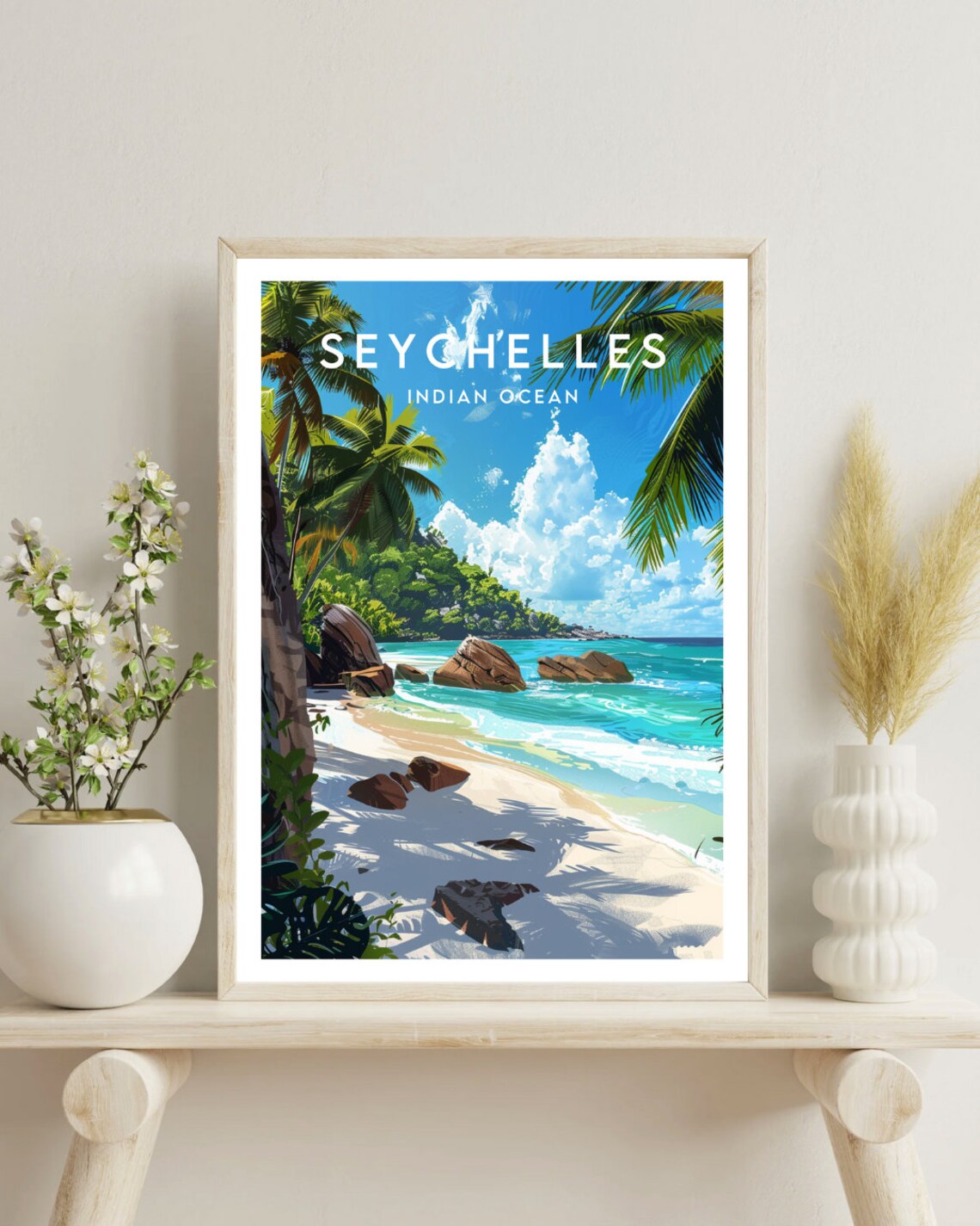 Seychelles Travel Print, Indian Ocean Travel Poster - Image 4