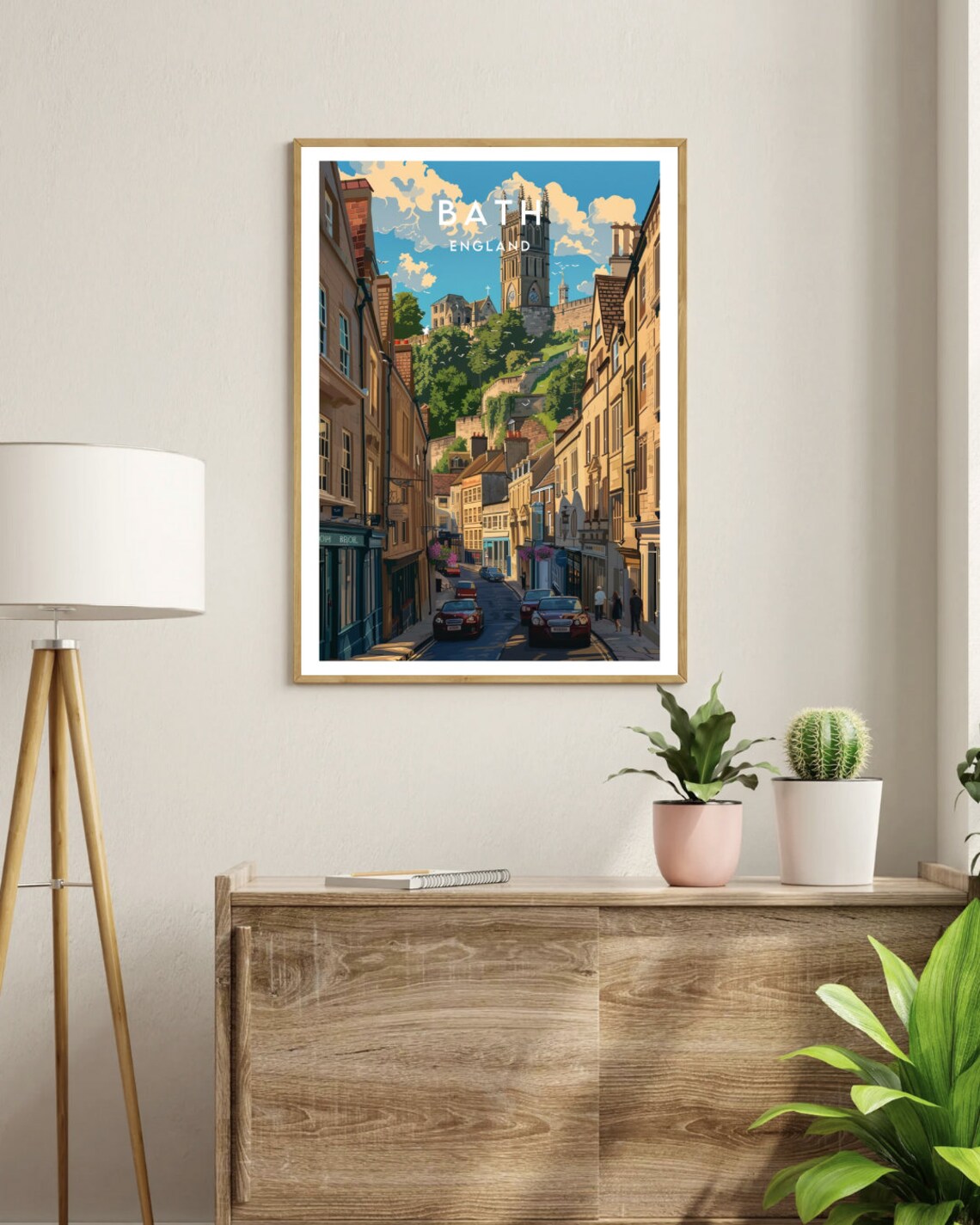 Bath England Historic Street Abbey Tower Vintage Travel Art Poster - Image 3