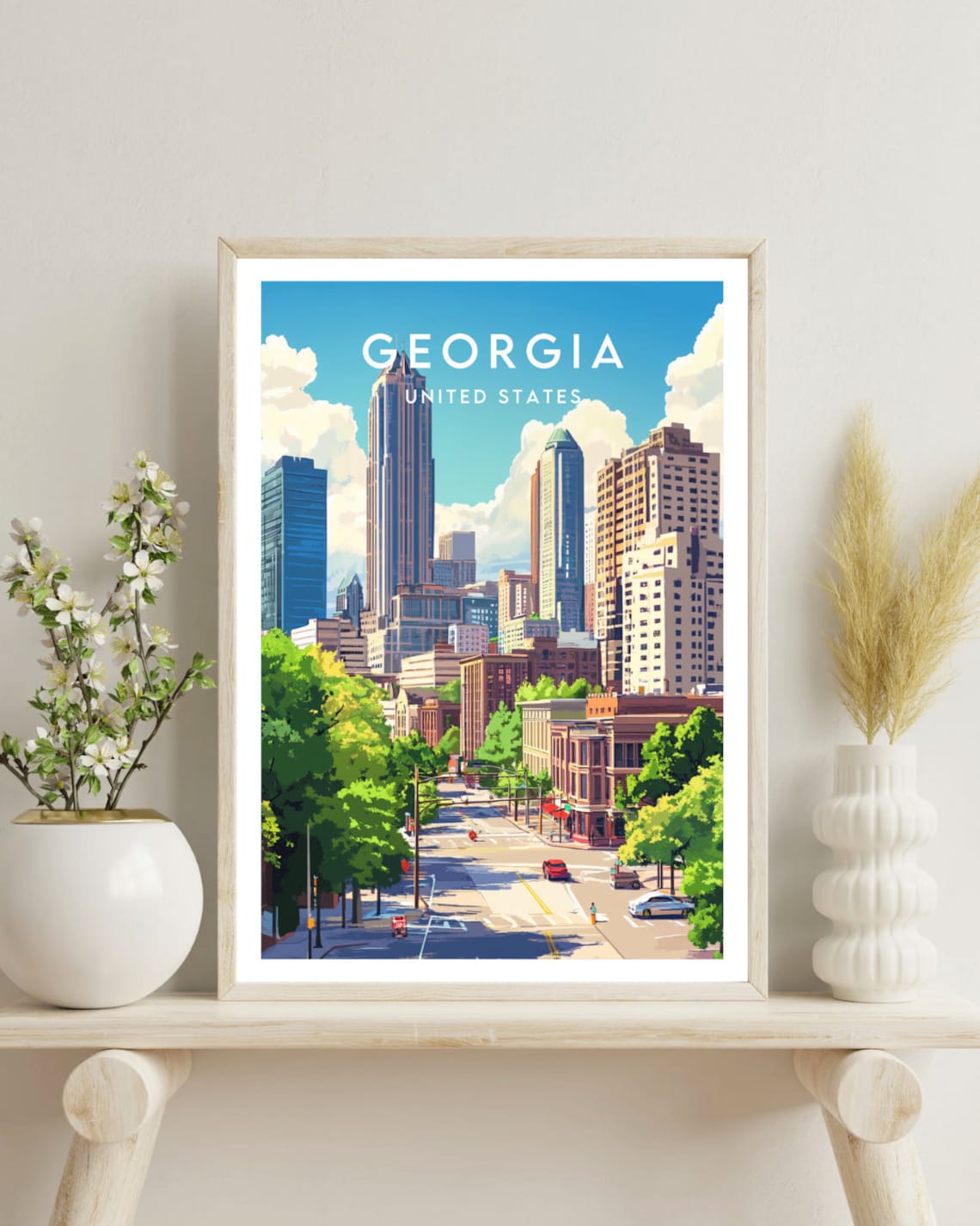 Georgia Atlanta Downtown Skyscraper Street Sunny Day Travel Poster - Image 4