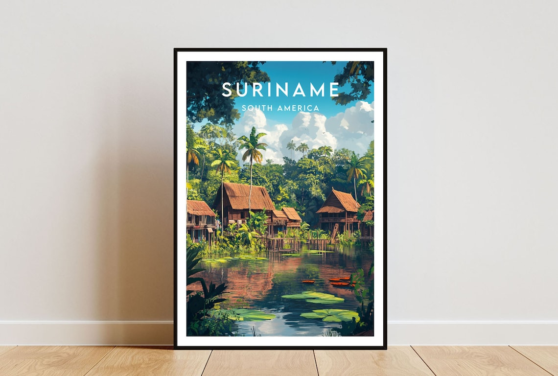 Suriname Travel Poster, Paramaribo South America