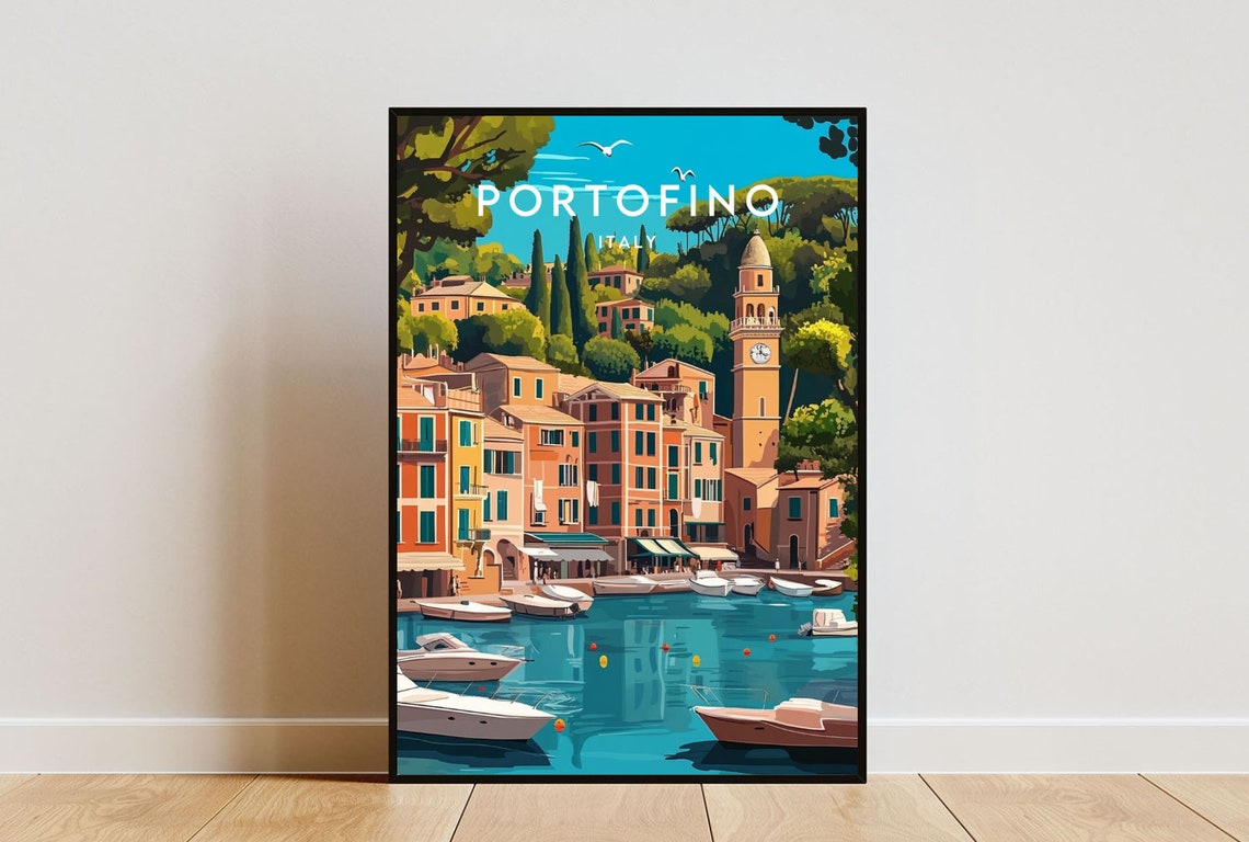 Portofino Travel Print Italy Portofino Poster Italy Poster Travel Wall Art Italy Print Poster Italy Europe Portofino Italy Mural