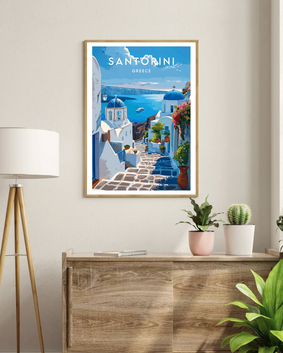 Santorini Travel Poster, Greece Europe Wall Art - Image 3