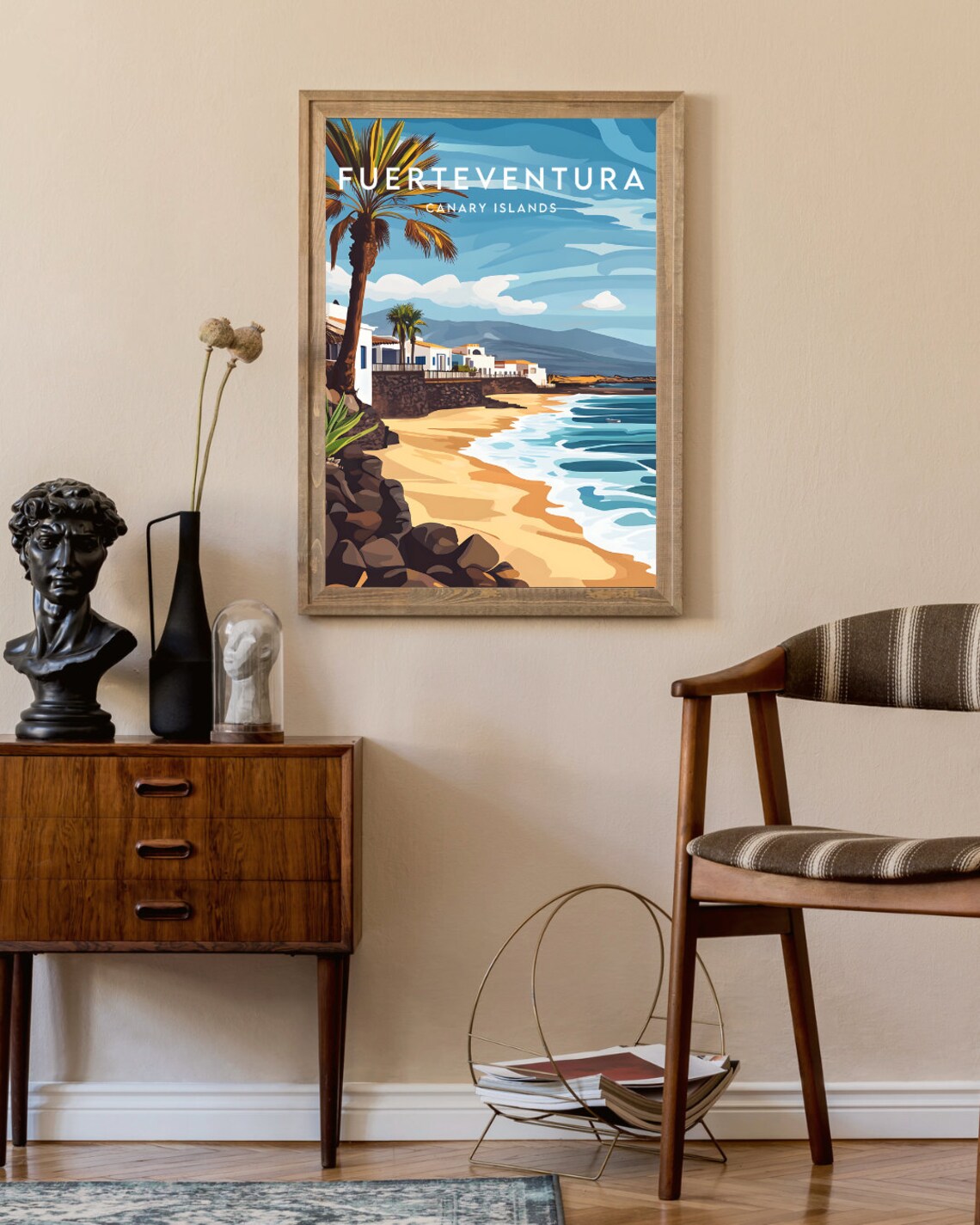 Fuerteventura Canary Islands Golden Beach Palm Travel Poster - Image 2